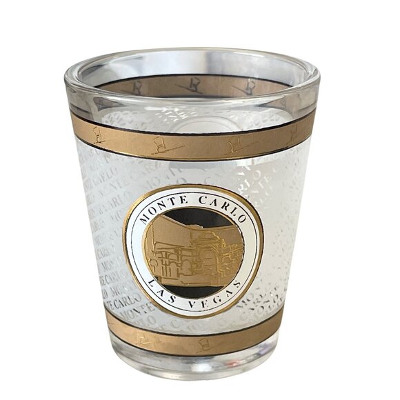Monte Carlo Resort Casino Las Vegas Logo Double-Sided Frosted Shot Glass - Picture 2 of 3